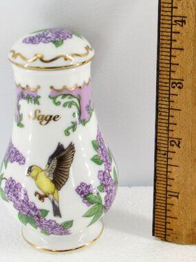 Vintage Lenox Birds & Blossoms Kitchen Collection Sage Spice Jar Goldfinch 1994
